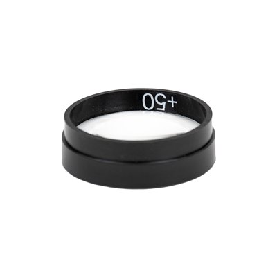 Šošovka zo skla, v ráme, D 50 mm, FL +50 mm